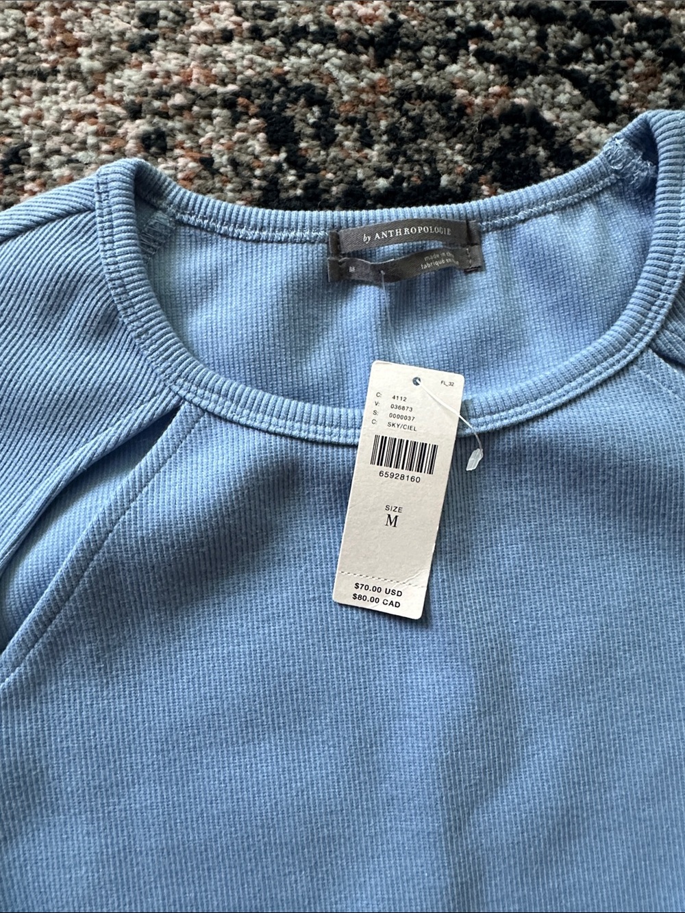 Anthropologie Long Sleeve Ribbed Top - Picture 2 of 3